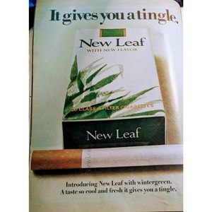 1970's Vintage New Leaf Wintergreen Cigarettes Print Ad